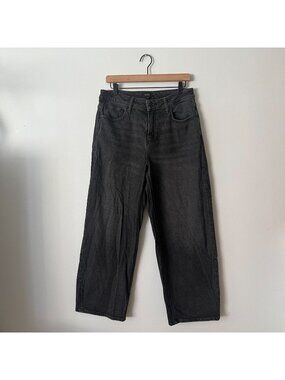 Quince Bella High Rise Stretch Barrel Jeans 28" Charcoal Black Women's Size 30